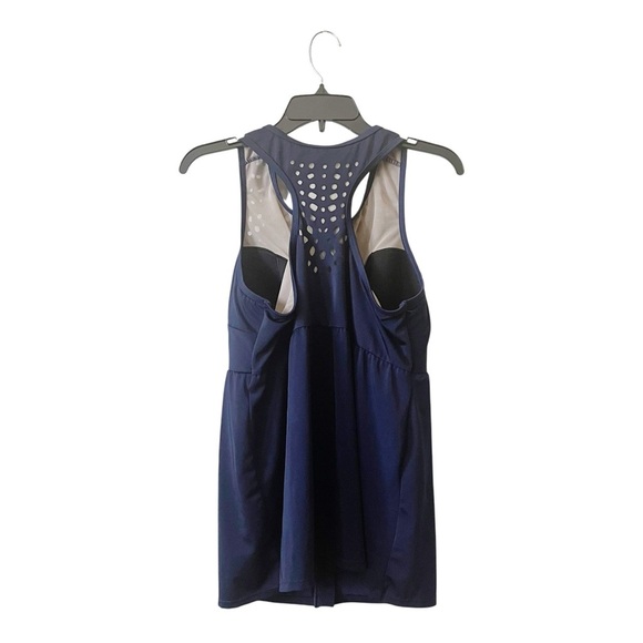Lane Bryant Cacique Swim Top Women's Size 18 Navy Laser Cut Front Zip Sleeveless - Picture 4 of 7